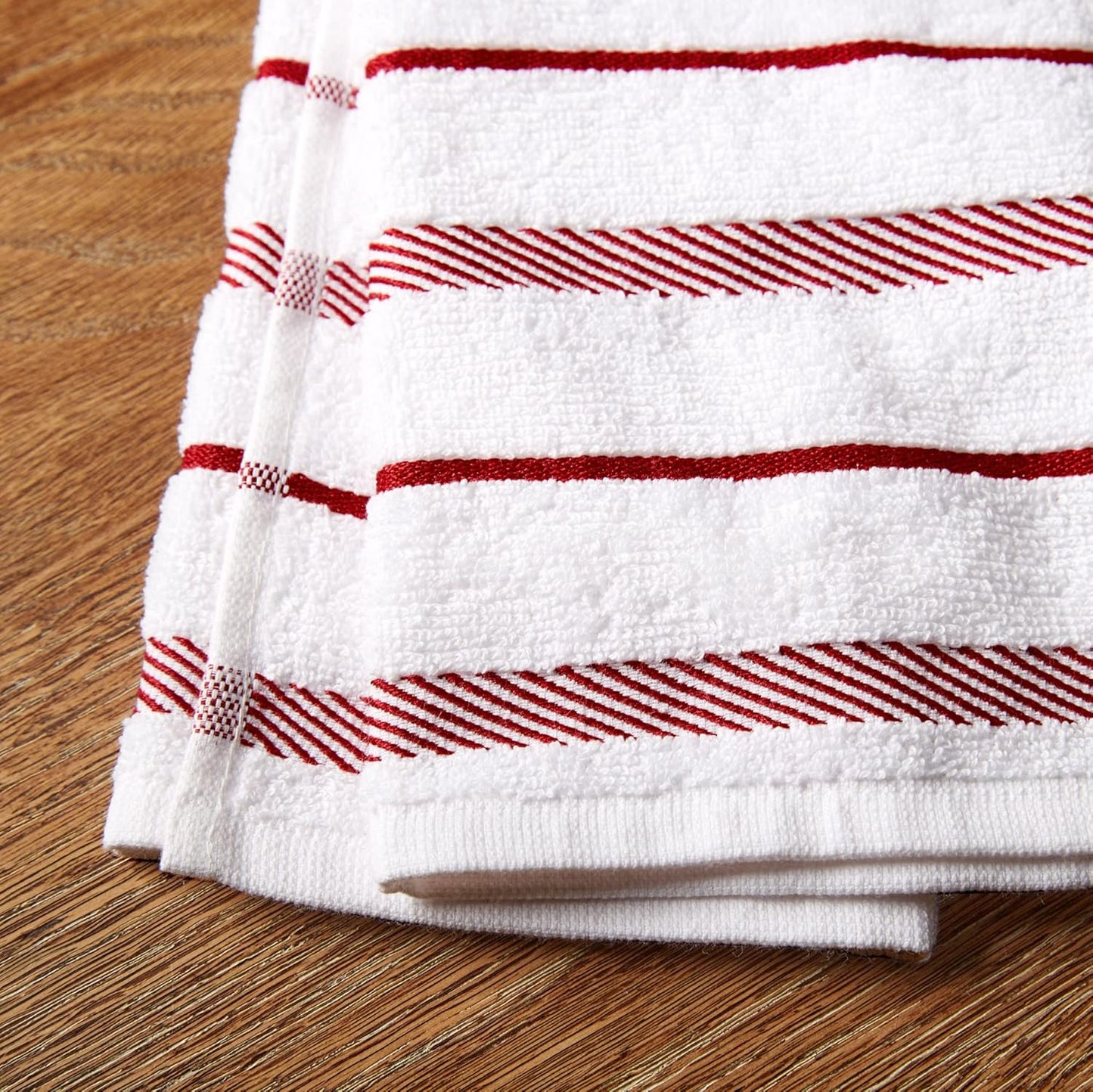 KitchenAid Albany Kitchen Towel 4-Pack Set, Passion Red/White, 16"x26"