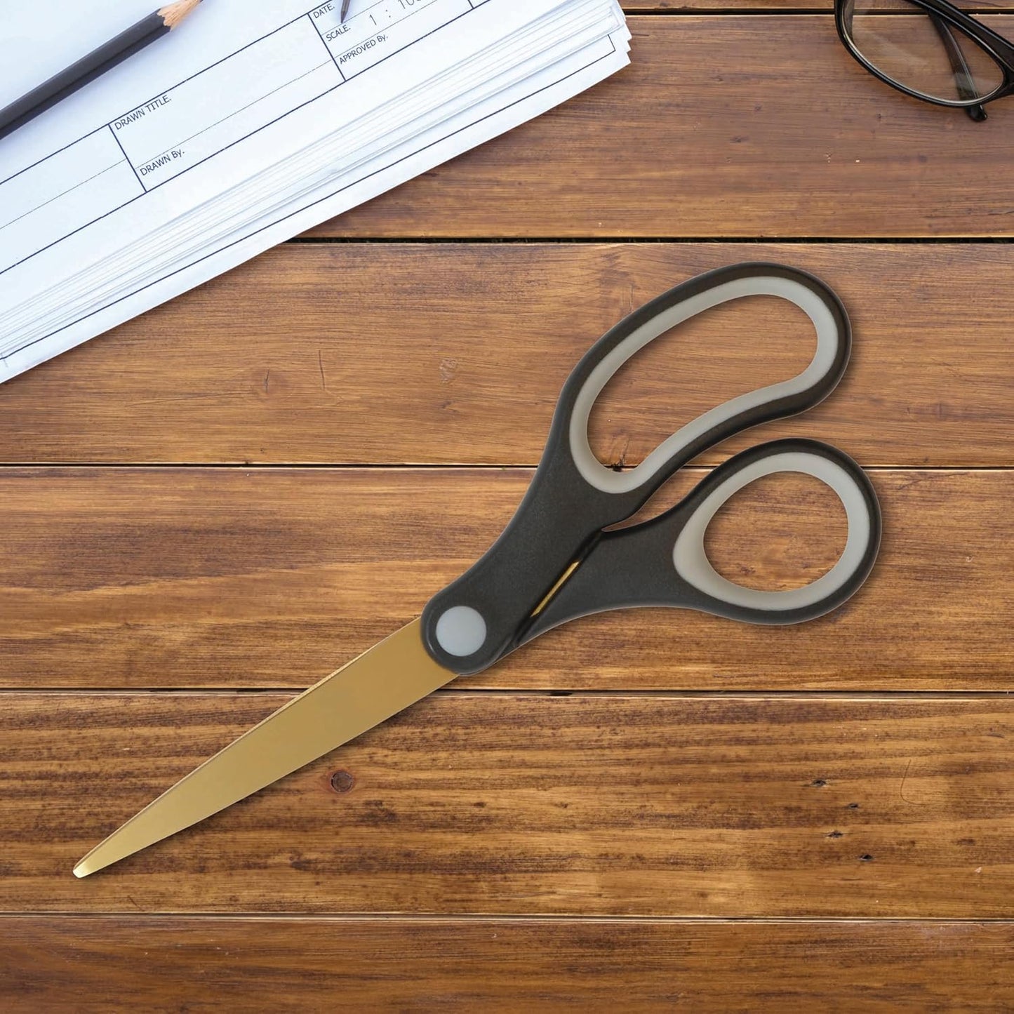 Westcott 55848 8-Inch Titanium-Bonded Scissors For Office and Home, Black/Gold, 4 Pack