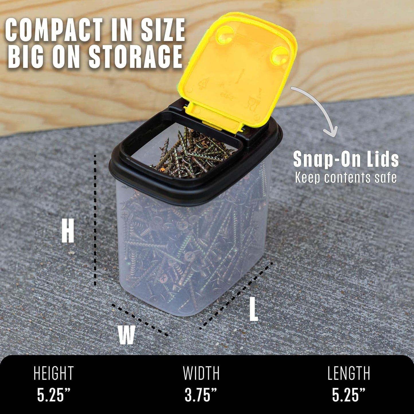 Buddeez Bits and Bolts Storage Containers - Storage Bins with Lids - Bulk Organizer for Workshop, Pantry, or Garage Supplies - 1 Quart 12 Pack