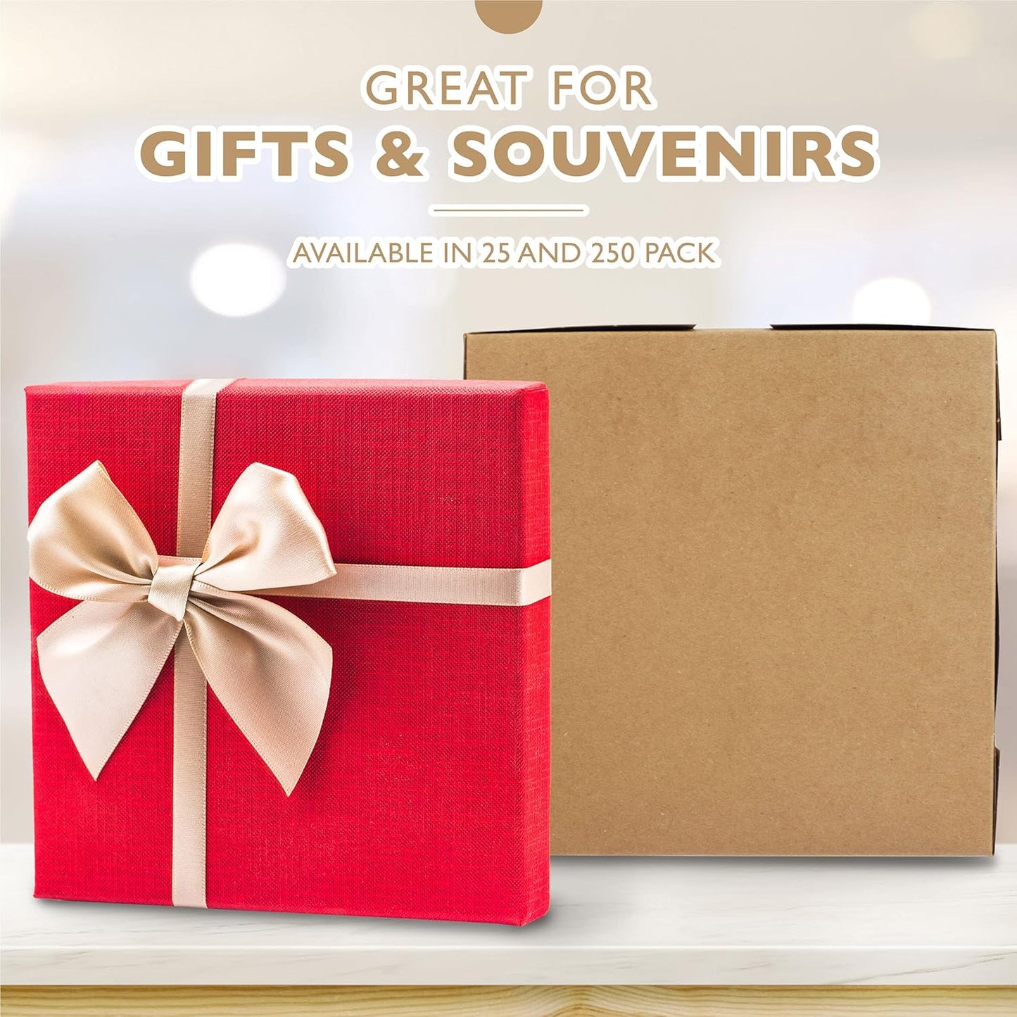 Fit Meal Prep 10 Pack Kraft Bakery Boxes, 9 x 9 x 3 Inches Brown Pastry Boxes, Cardboard Treat Boxes Pie Boxes Cookie Boxes Dessert Boxes for Cupcakes, Chocolates, Donuts, Macarons