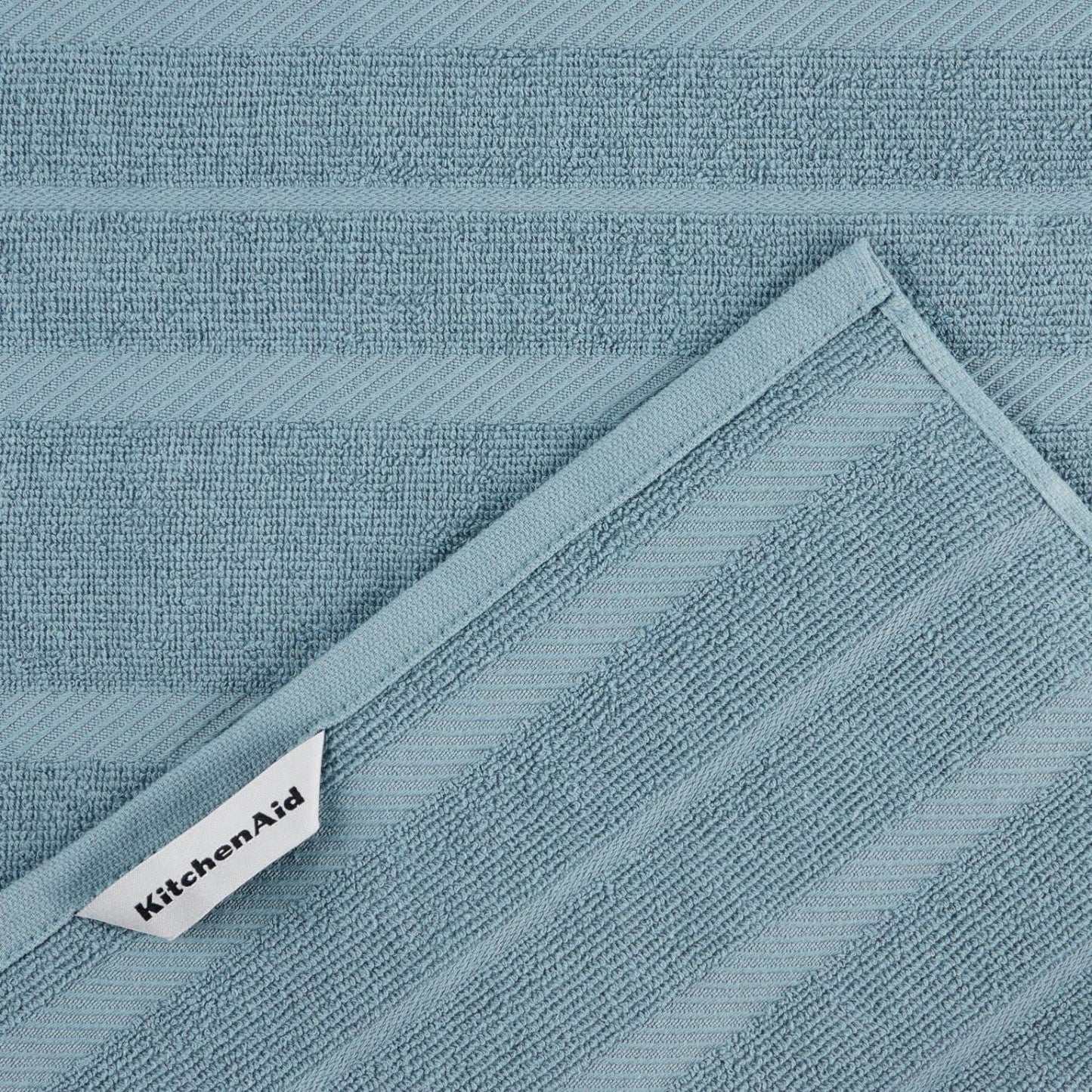 KitchenAid Albany Kitchen Towel 4-Pack Set, Fog Blue/White, 16"x26"