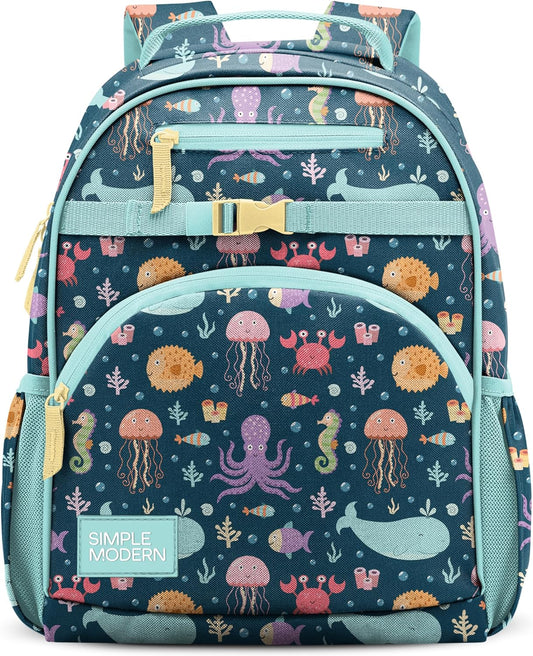 Simple Modern Medium Toddler Backpack for School Girls and Boys | Kindergarten Elementary Kids Backpack | Fletcher Collection | Kids - 15" tall | Under the Sea