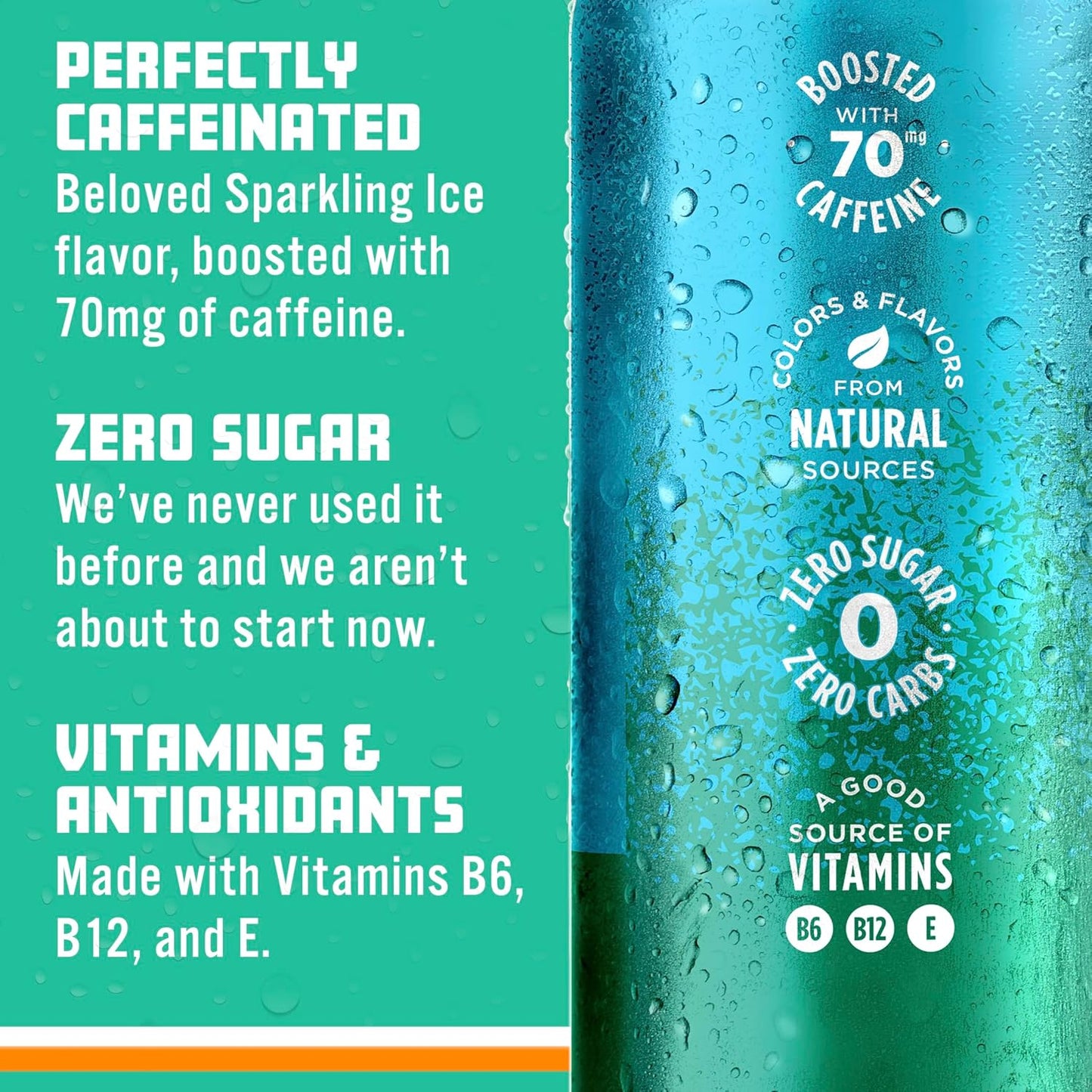 Sparkling Ice Caffeine Tropical Punch Sparkling Water with Caffeine, Zero Sugar, with Antioxidants and Vitamins,16 fl oz Cans (Pack Of 12)
