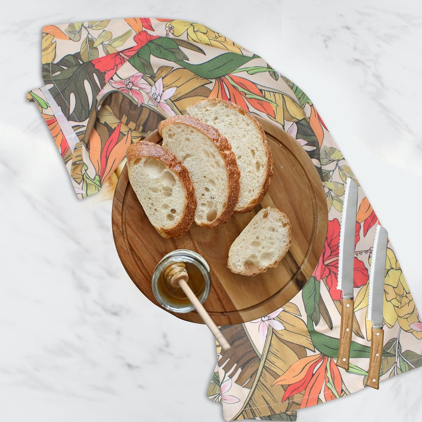 Urban Villa Kitchen Towels Set of 6 Hibiscus Print Kitchen Towels 20X30 Inches 100% Cotton Highly Absorbent Kitchen Towels Premium Quality Ultra Soft Mitered Corners KitchenTowels