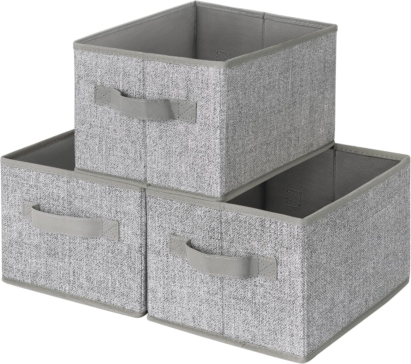 GRANNY SAYS Closet Storage Bins, Storage Baskets for Shelves, Fabric Storage Bins with Handles, Storage Boxes Decorative Containers for Living Room Bookshelf, Gray, Medium, 3-Pack