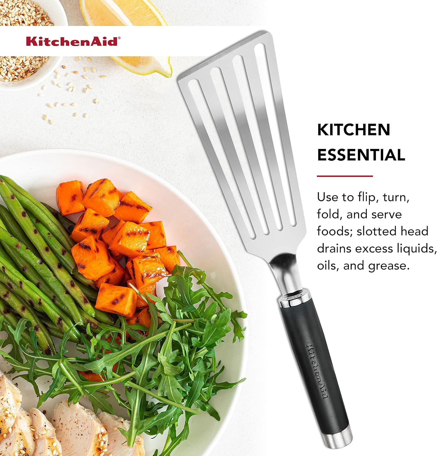 KitchenAid KO024OHOBA Gourmet Stainless Steel Flex Turner,Black