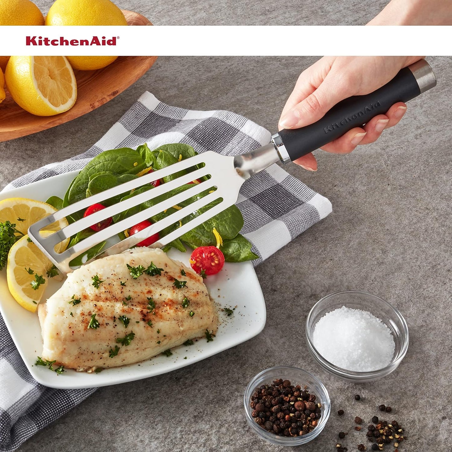 KitchenAid KO024OHOBA Gourmet Stainless Steel Flex Turner,Black (Pack of 12)