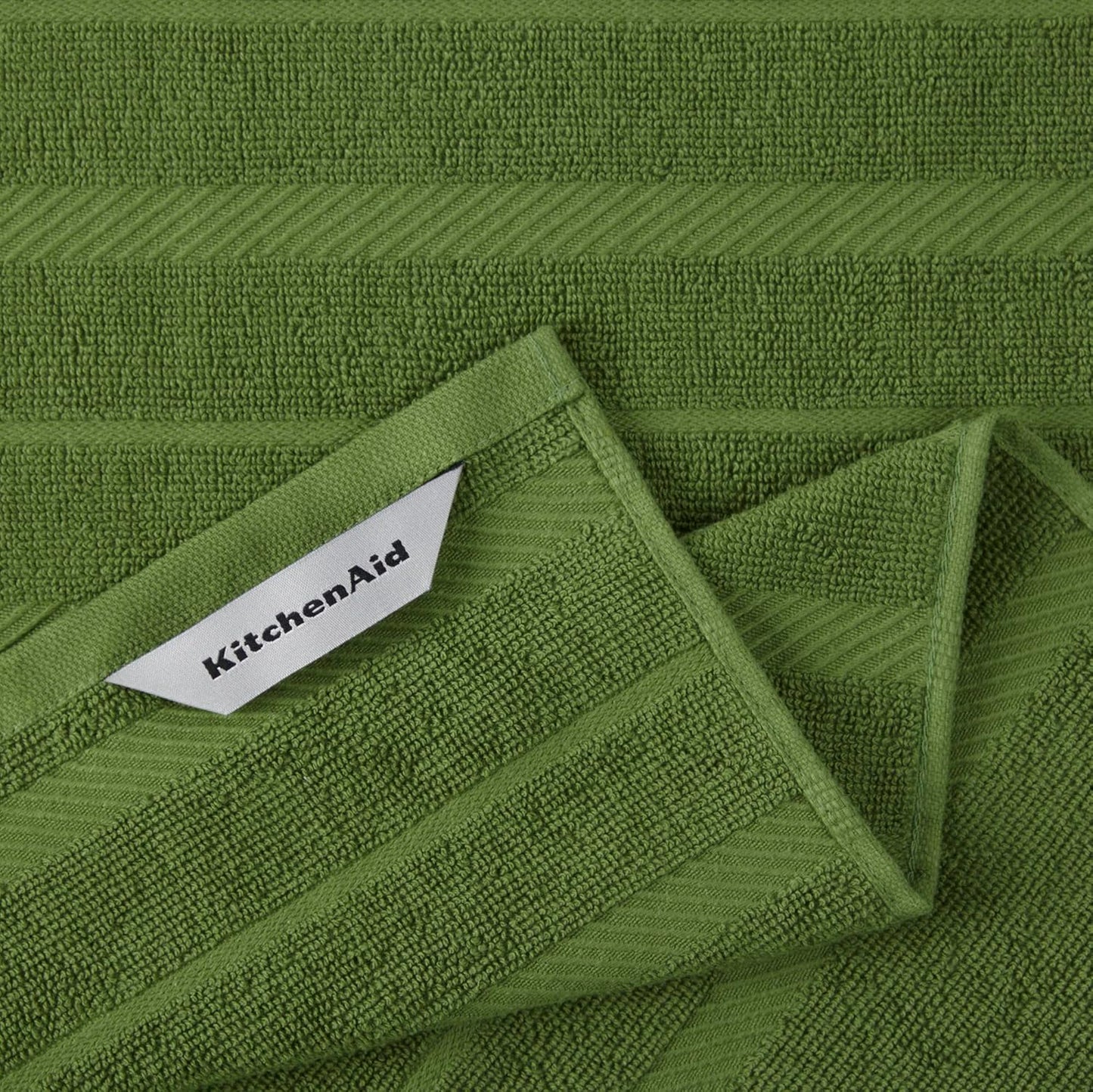 KitchenAid Albany Kitchen Towel 4-Pack Set, Matcha Green/White, 16"x26"