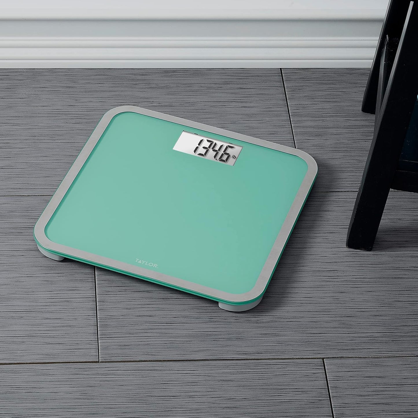 Taylor Digital Glass Bathroom Scale for Body Weight, Large Durable Platform, Extra High 500 lb Capacity, Large 3.5"x1.7" White Backlit Display, Sea Foam Green (Pack of 2)