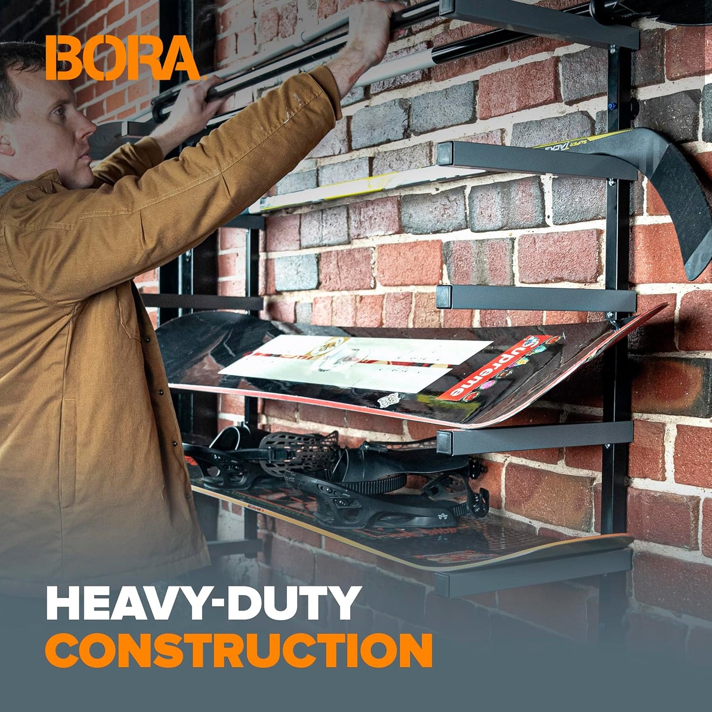 Bora Portamate Wood Organizer and Lumber Storage Metal Rack with 6-Level Wall Mount – Indoor and Outdoor Use, PBR-006B