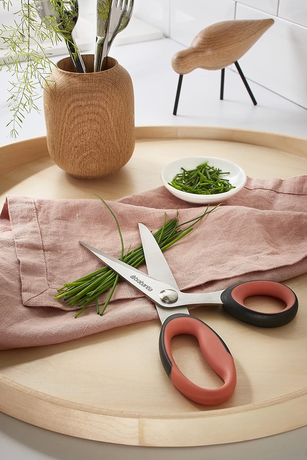 Brabantia Tasty+ Kitchen Scissors (Terracotta/Black) Ergonomic, Soft-Handle, Rust-Free Kitchen Blades for Kitchen or Crafts