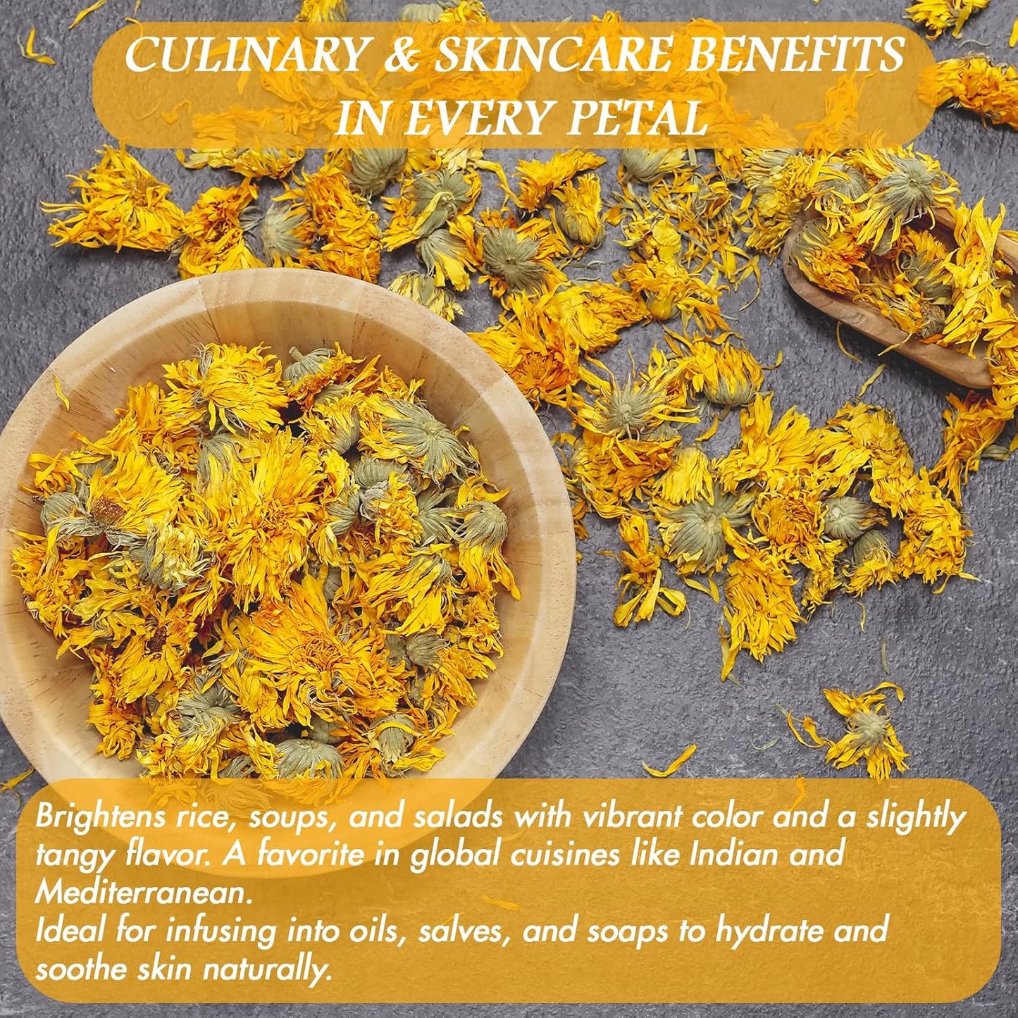 Cure Wid Pure Certified Organic Dried Calendula Flowers | 4 oz Resealable Pack Whole Organic Calendula Flowers for Skincare,DIY Remedies & Herbal Tea | Vibrant Color & Aromatic Dried Marigold Flower