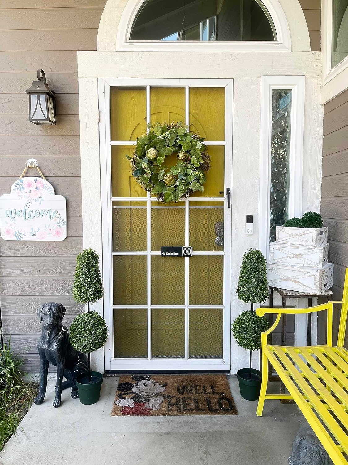 Admired By Nature Wooden Crates Storage Container, 3pc Farmhouse Style Decorative Baskets for Home Decor, Rustic Decor, Nesting Stackable Organizers, Distressed Wood Crates, Achromatic Barn Door White