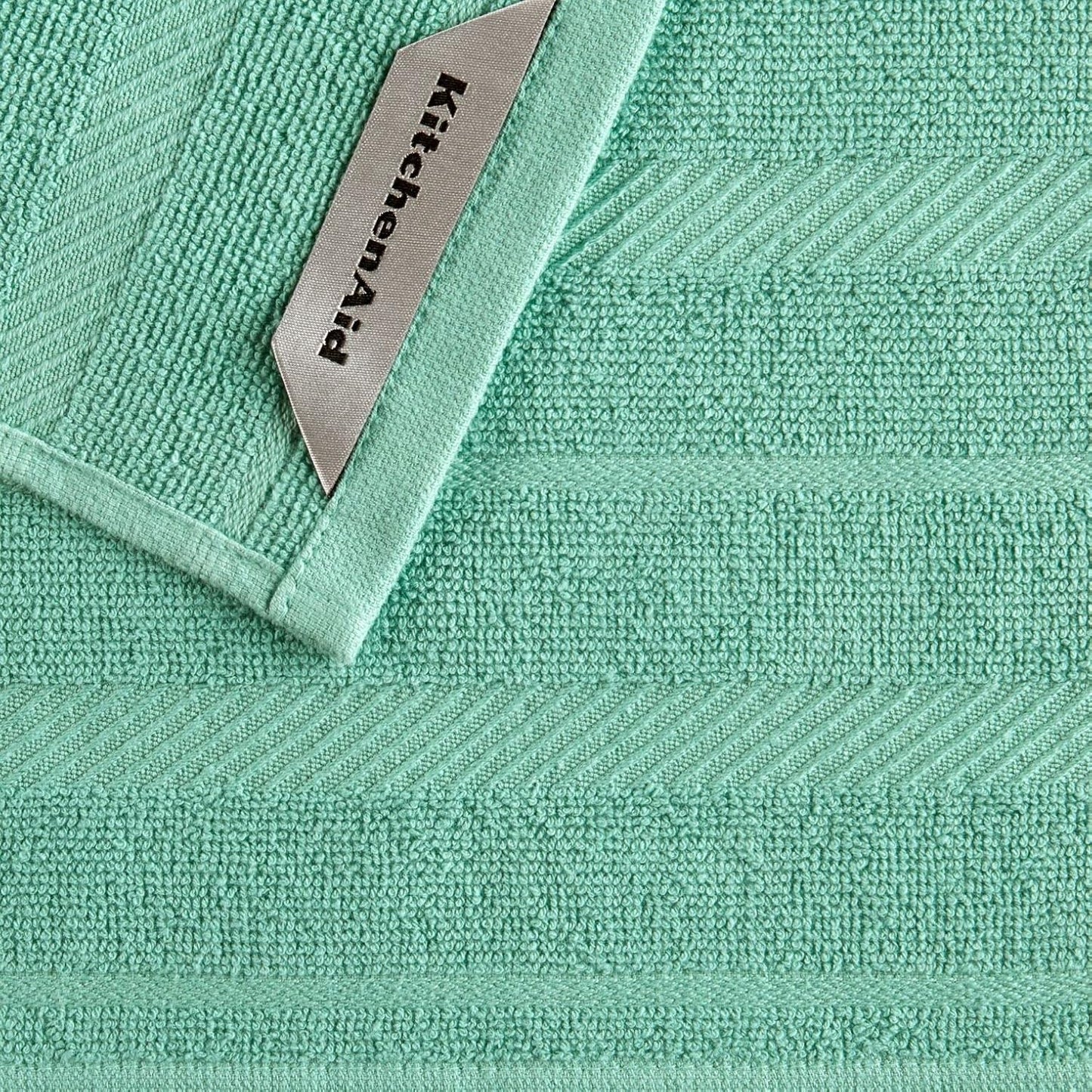 KitchenAid Albany Dishcloth 8 Pack Set, Aqua Sky/White, 12"x12"