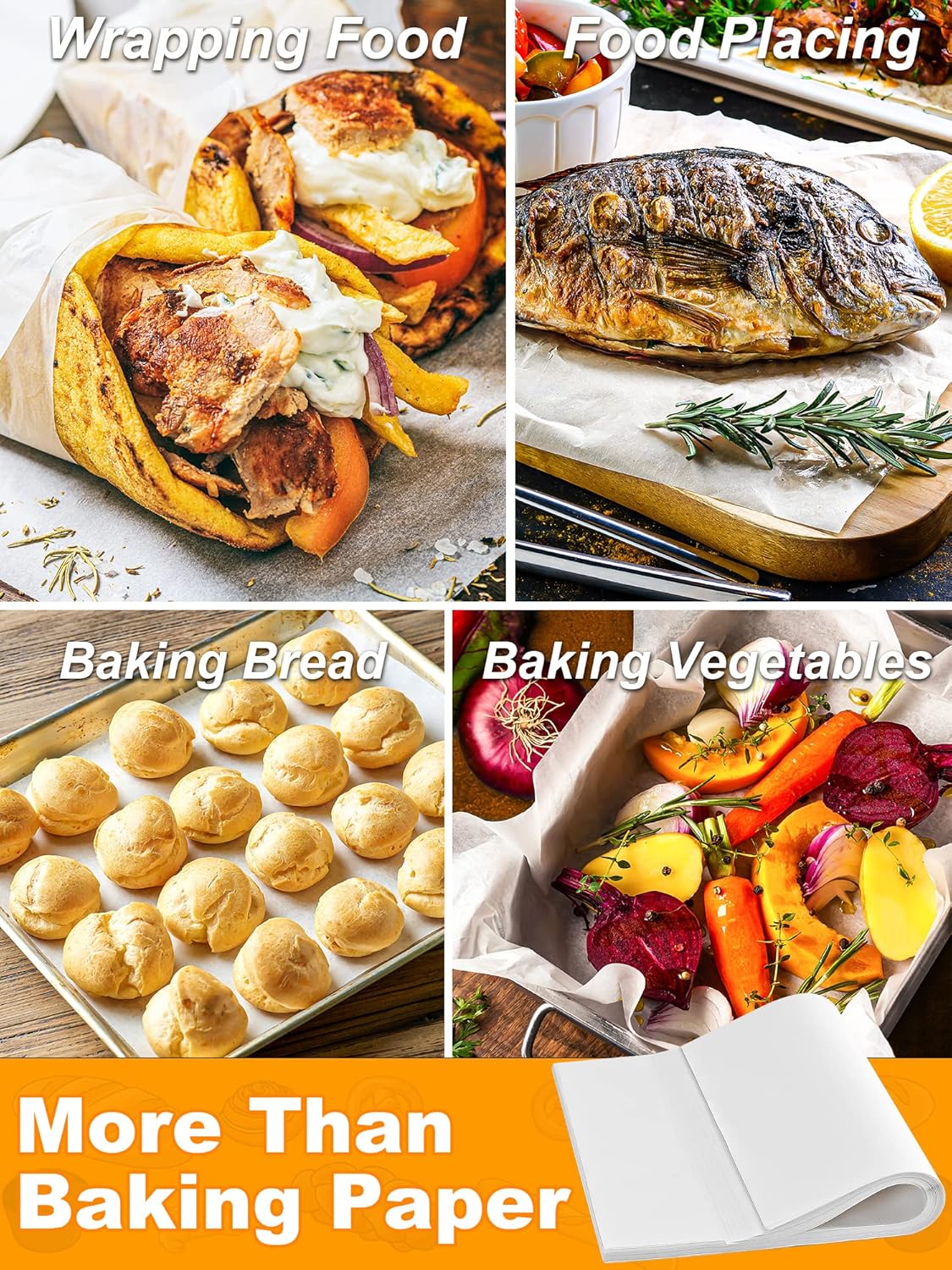 SMARTAKE 200 Pcs Parchment Paper Baking Sheets, 8x12 Inch Non-Stick Precut Baking Parchment, Suitable for Baking Grilling Air Fryer Steaming Bread Cup Cake Cookie and More (White)