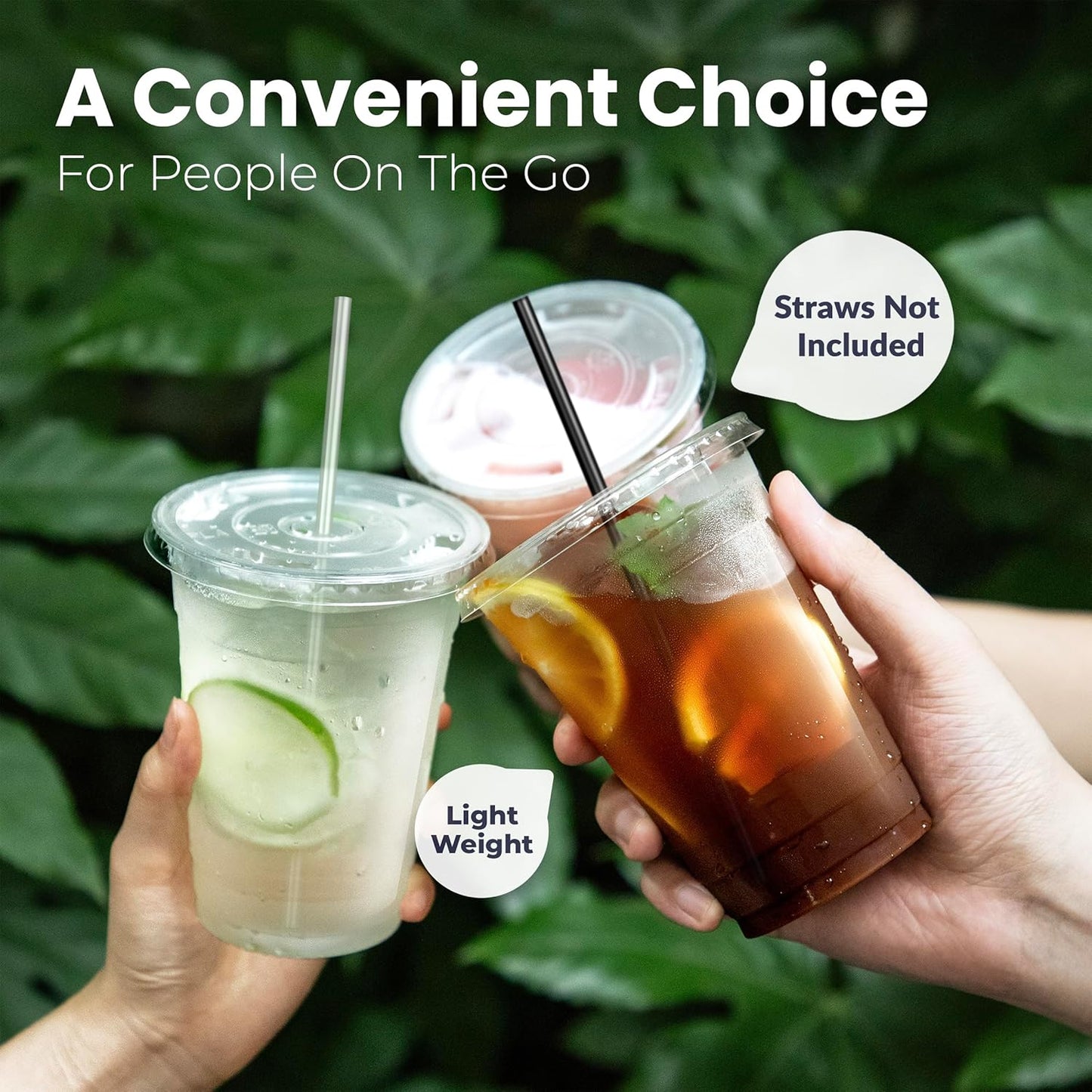 Fit Meal Prep 100 Pack 12 oz Clear Plastic Cups with Flat Lids, Disposable Iced Coffee Cups, BPA Free Premium Crystal Smoothie Cup for Party, Lemonade Stand, Cold Drinks, Juice, Milkshake