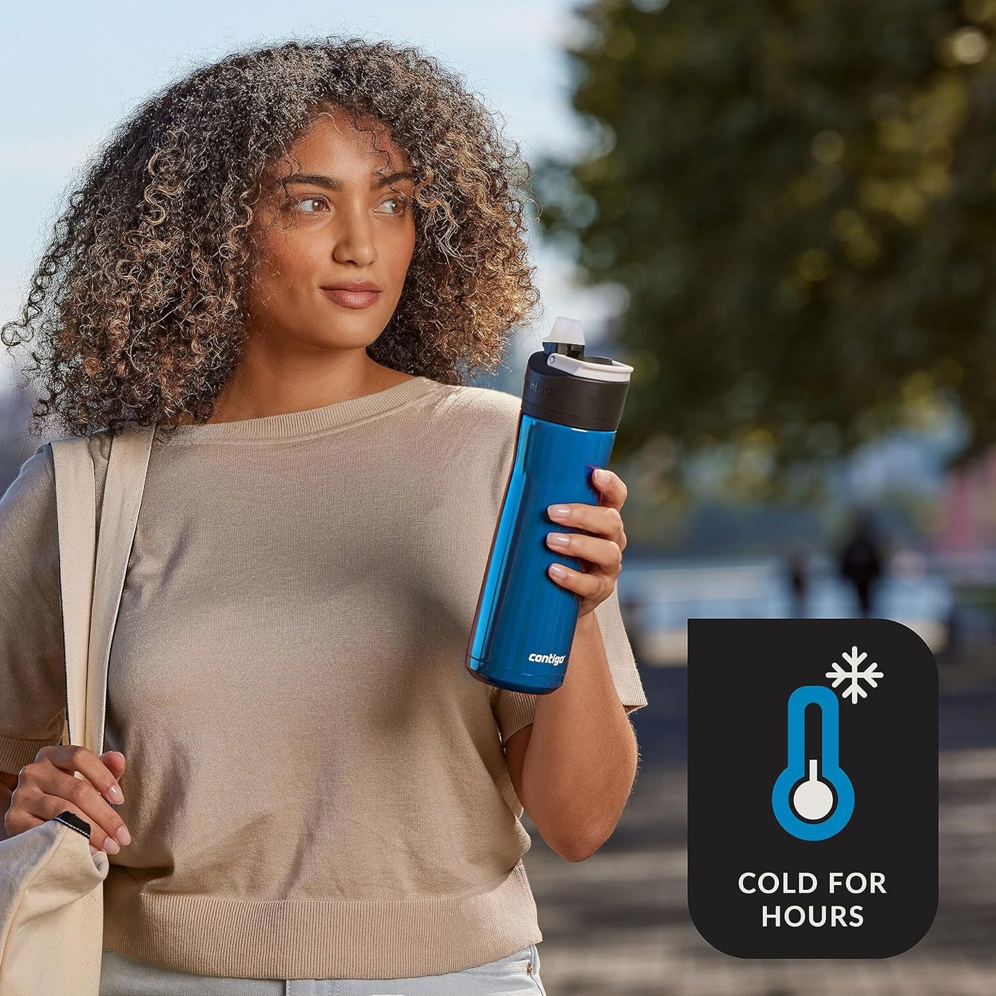 Contigo Ashland 2.0 Leak-Proof Water Bottle with Lid Lock and Angled Straw, Dishwasher Safe, Interchangeable Lid, 24oz, Blue Poppy